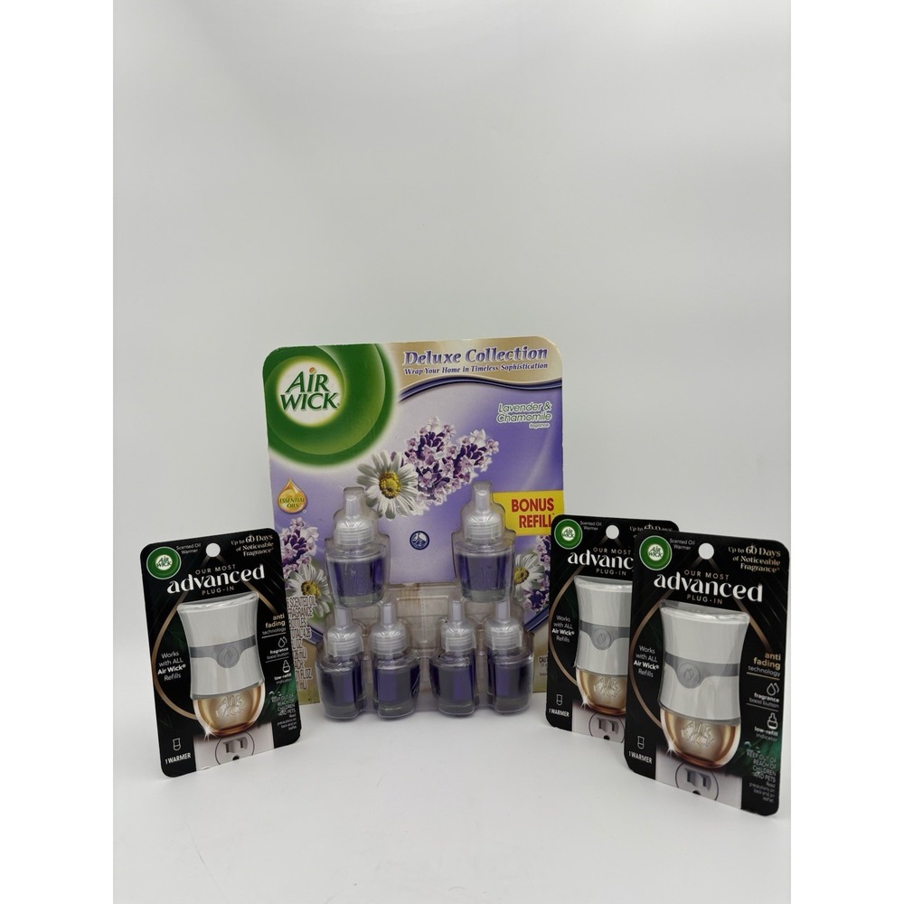 Air Wick Lavender & Chamomile 6‎ Refills NOS 2014 + 3 Plug-Ins Scented Oil NEW